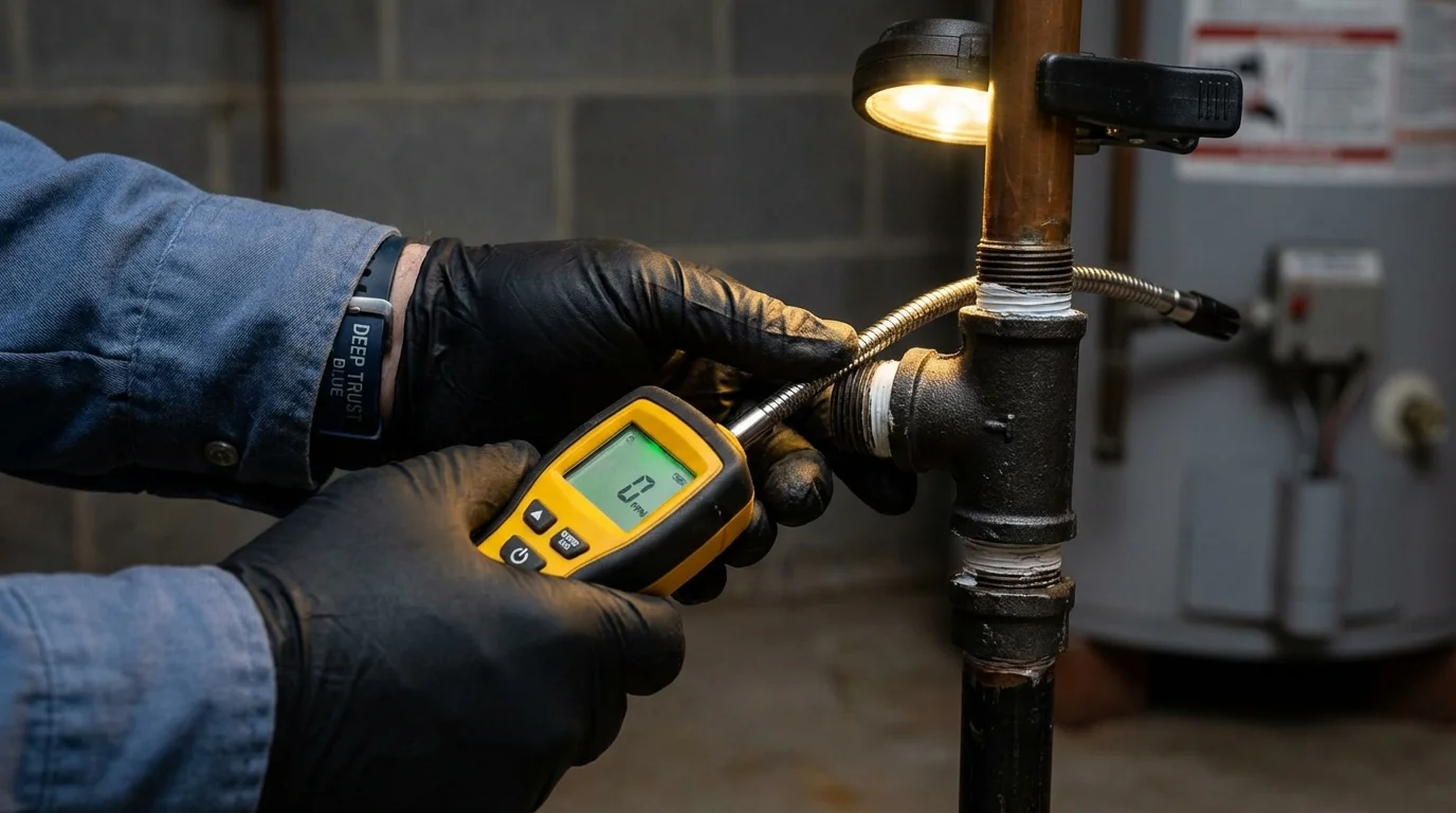 Gas leak detection with electronic sniffer by Johns Plumbing LLC in Aromas